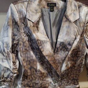 Women's Animal Print Blazer - Brown and Gray CARTISE Size 8